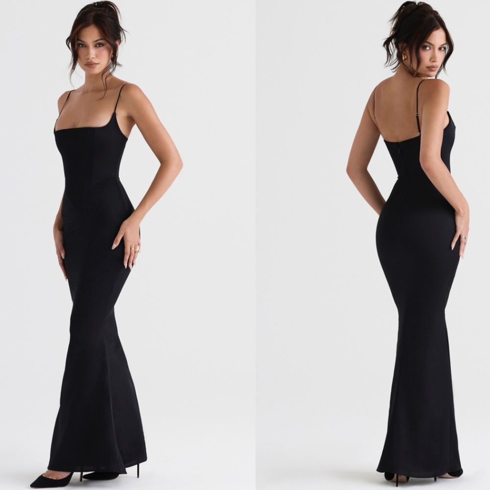 HOUSE OF CB 'Olivette' Black Satin Corset Maxi Dress NWOT size XS - Picture 9 of 10